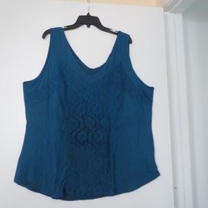SIZE 3X PLUS V-NECK LACE FRONT TOP/BLOUSE/NEW